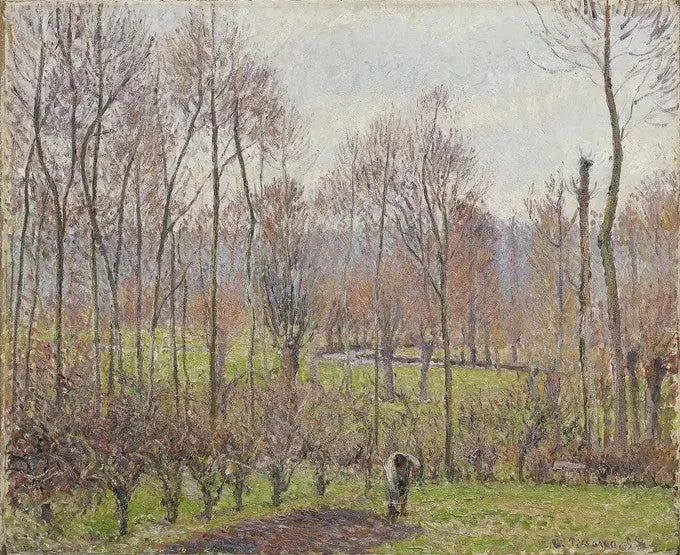 Poppeltrær, grått vær, Éragny - Camille Pissarro