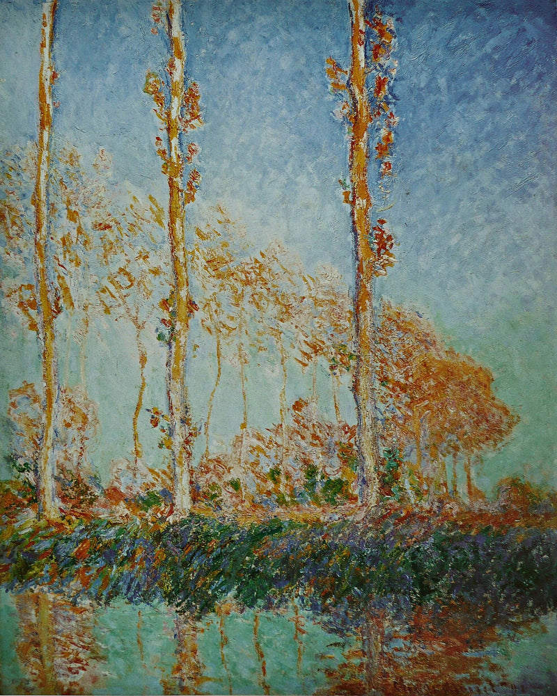 Poplerne, tre rosa trær, høst - Claude Monet