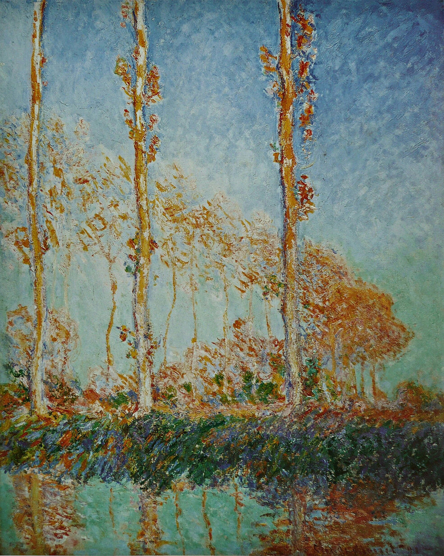 Poplerne, tre rosa trær, høst - Claude Monet