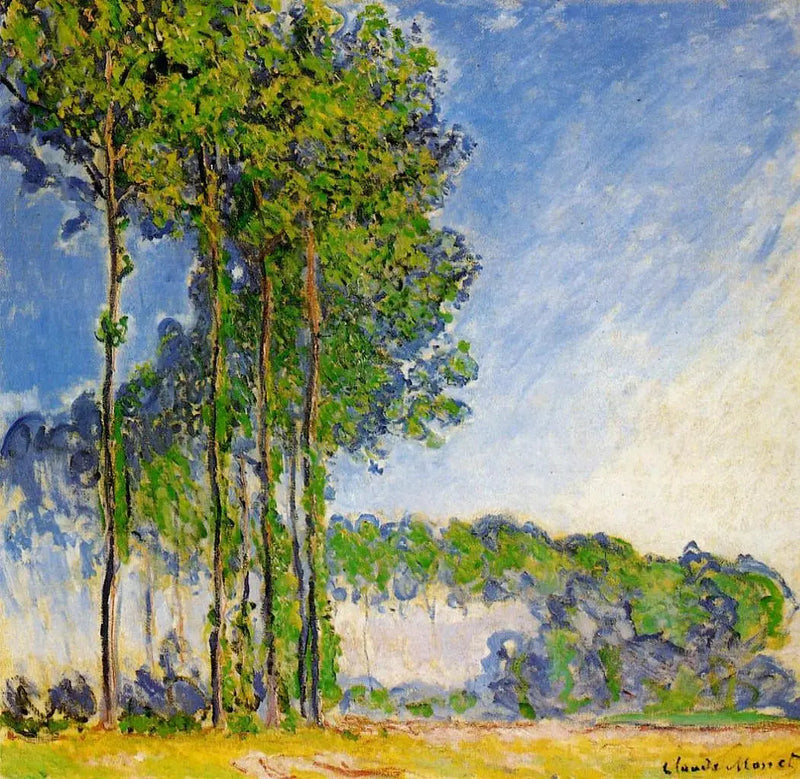 Poppeltrær, sett fra myra - Claude Monet