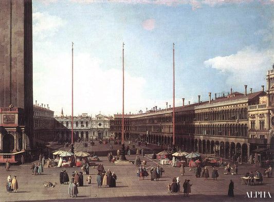 Piazza San Marco contre des San Geminiano - Giovanni Antonio Canal - Reproductions de tableaux et peintures haut de gamme