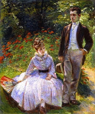 Pierre og tante Louise i hagen - Marie Bracquemond