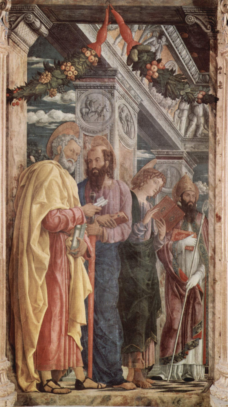 Pierre, Paul og Johannes apostelen med Saint Zénon - Andrea Mantegna