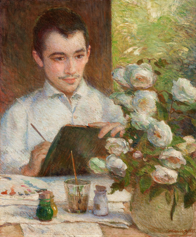 Pierre som maler blomster - Marie Bracquemond