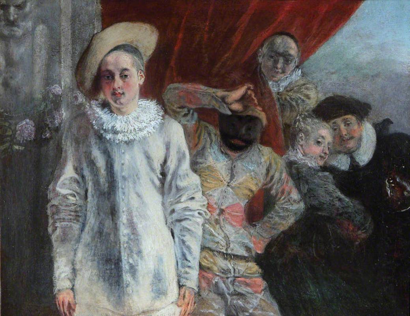 Pierrot, Harlekin og Scapin - Antoine Watteau