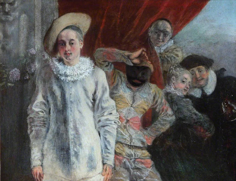 Pierrot, Harlekin og Scapin - Antoine Watteau