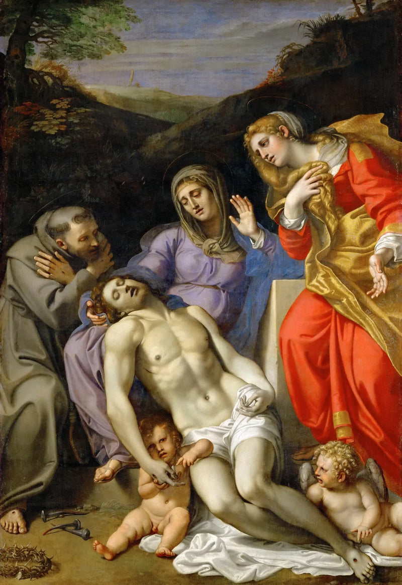 Pietà med Saint François og Saint Marie Madeleine - Annibale Carracci