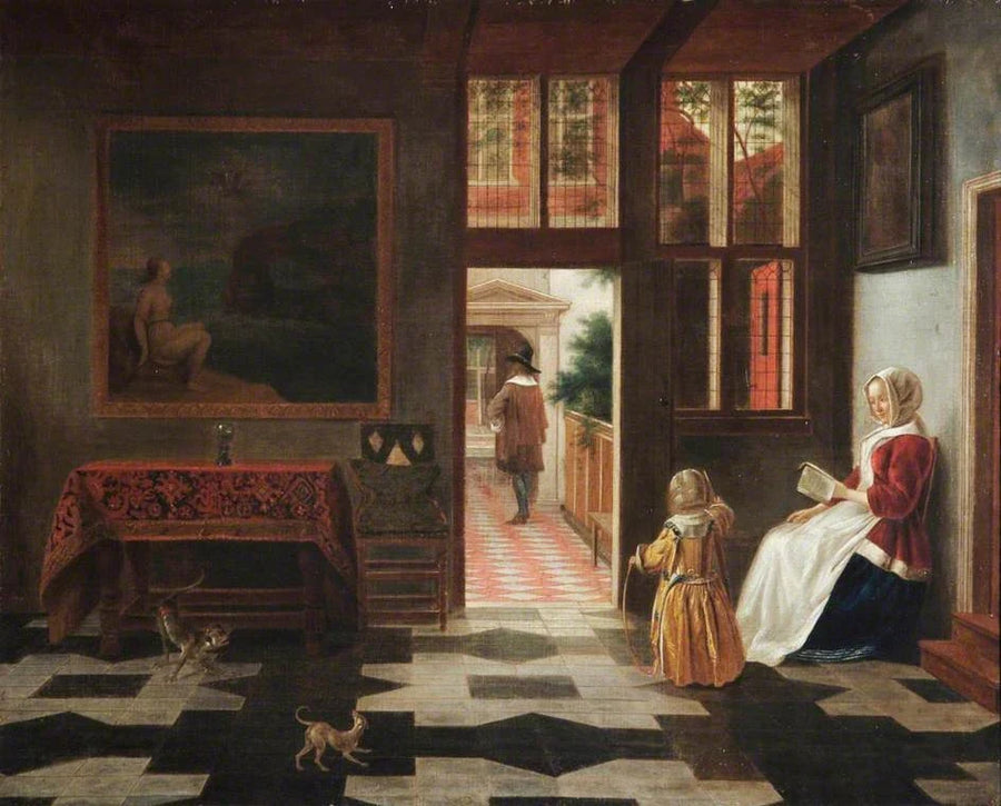 Intérieur avec une femme lisant et et un enfant - Pieter de Hooch