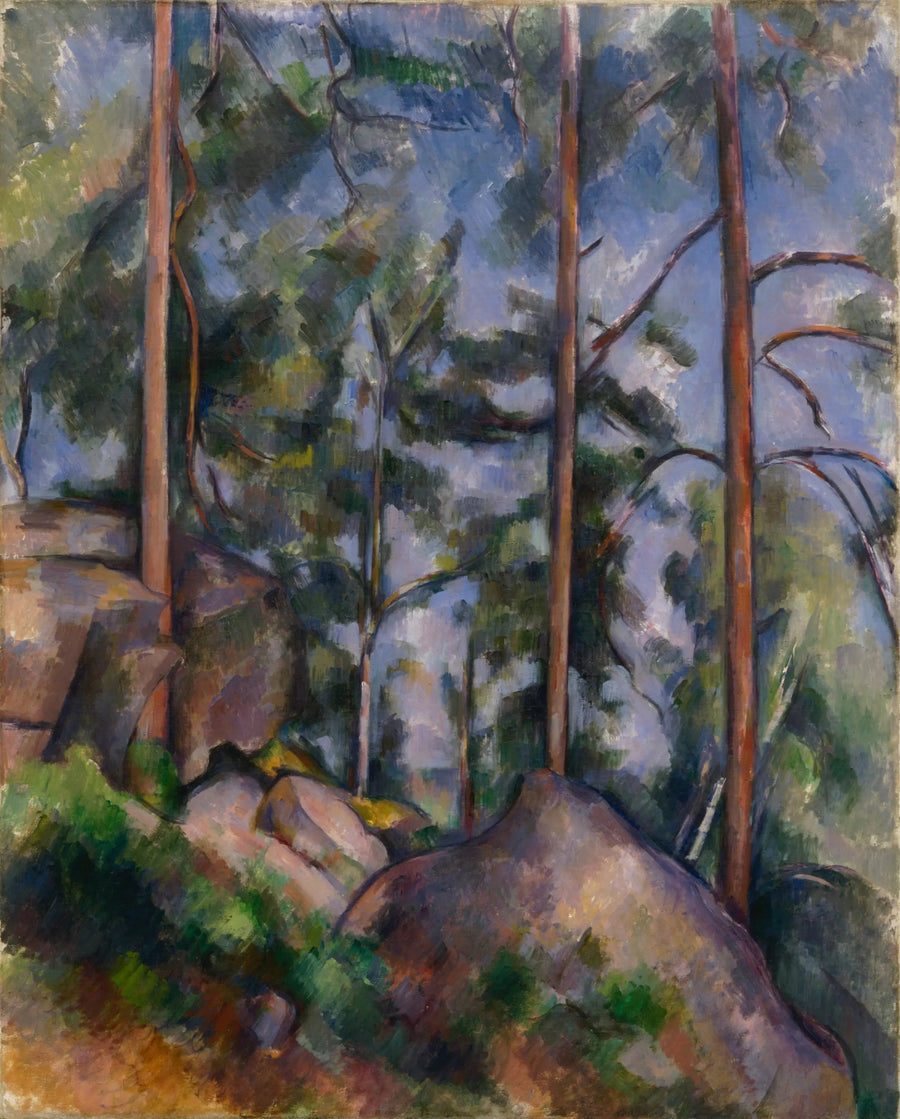 Furuer og steiner, Fontainebleau - Paul Cézanne