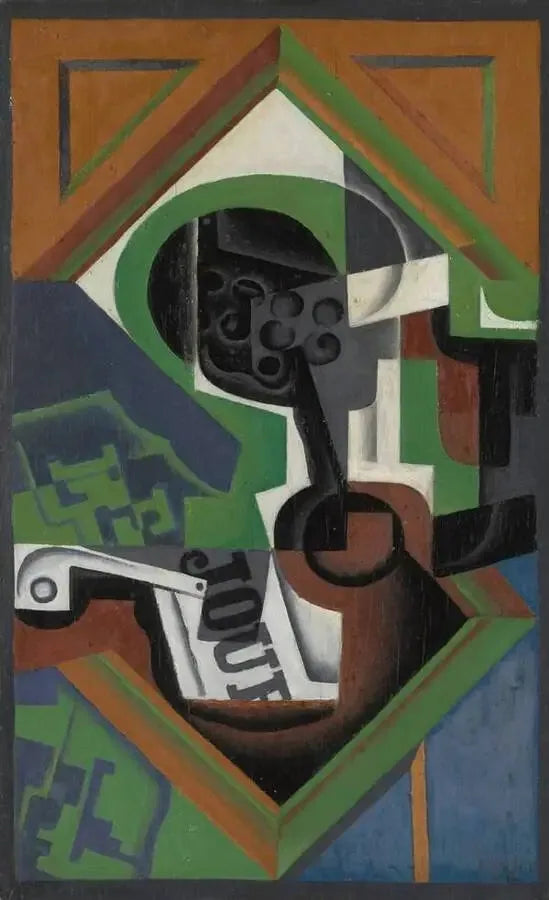 Pipe og en skål med druer - Juan Gris