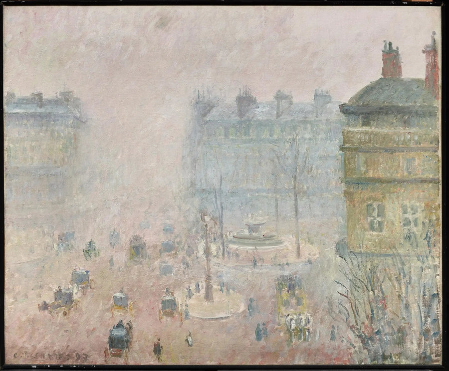 Plass ved Théâtre-Français og Avenue de l'Opéra, Tåke - Camille Pissarro
