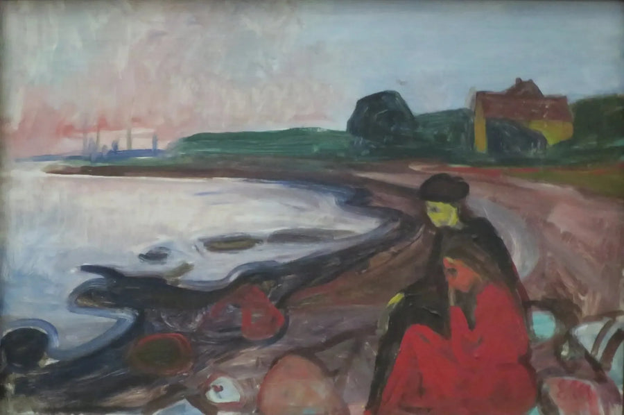 Strand med to kvinner som sitter - Edvard Munch