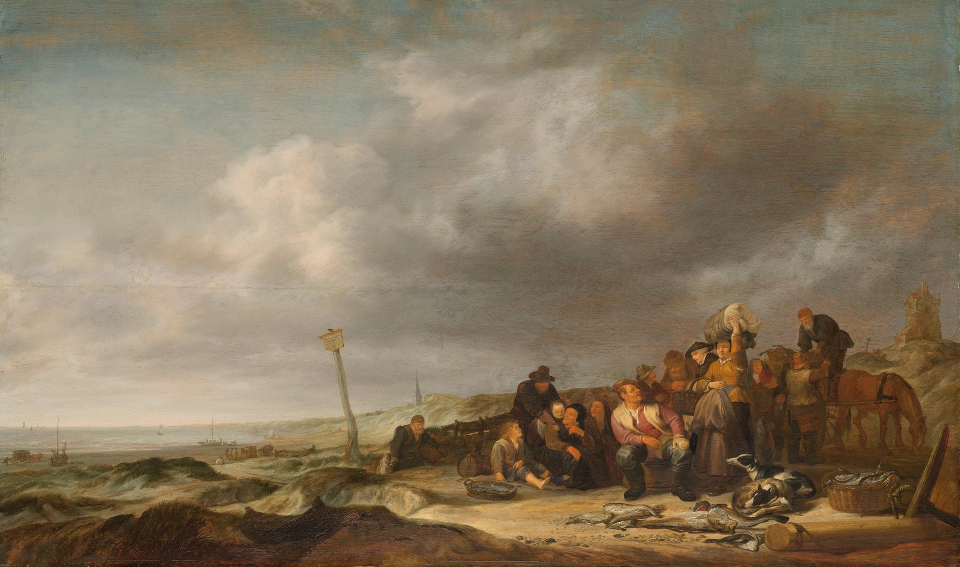 Plage avec pêcheurs - Simon de Vlieger