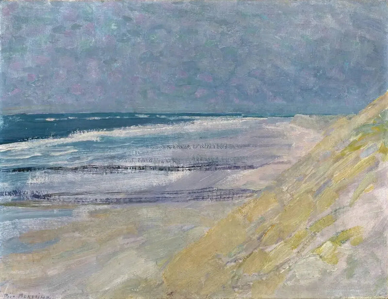 Strand med tre eller fire moloer i Domburg - Piet Mondrian