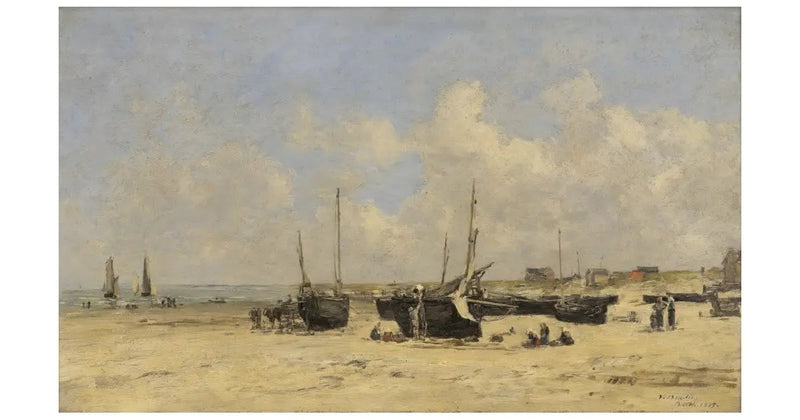 Berck-stranden ved lavvann - Eugène Boudin