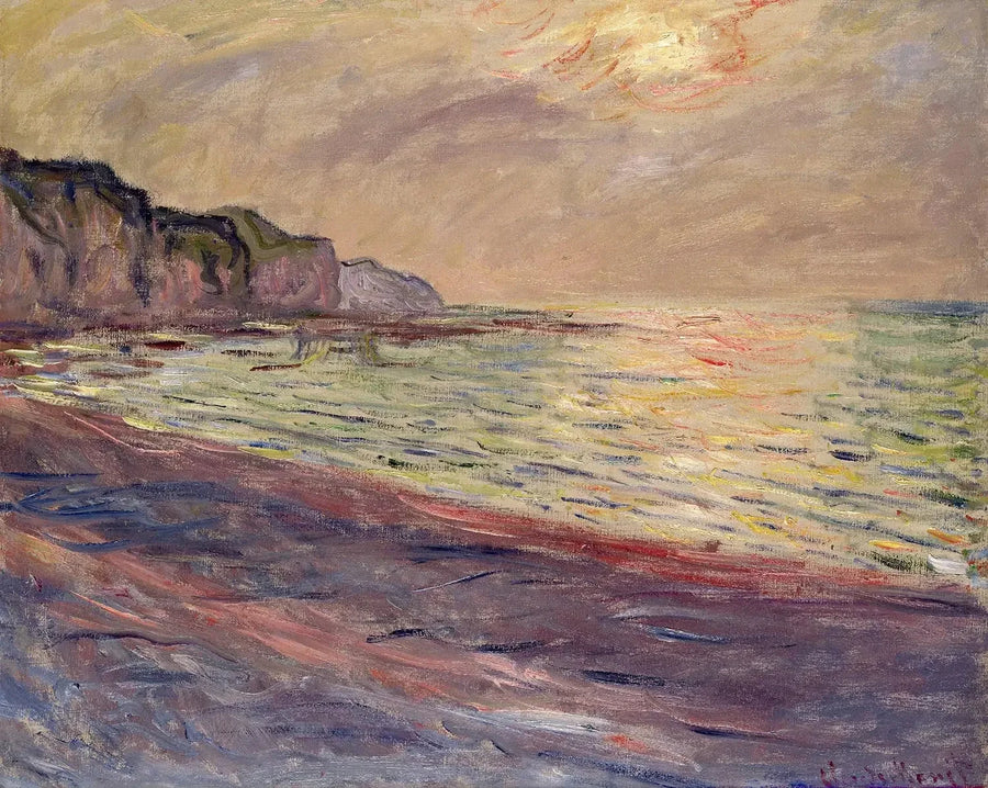 The Beach i Pourville, solnedgang W777 - Claude Monet