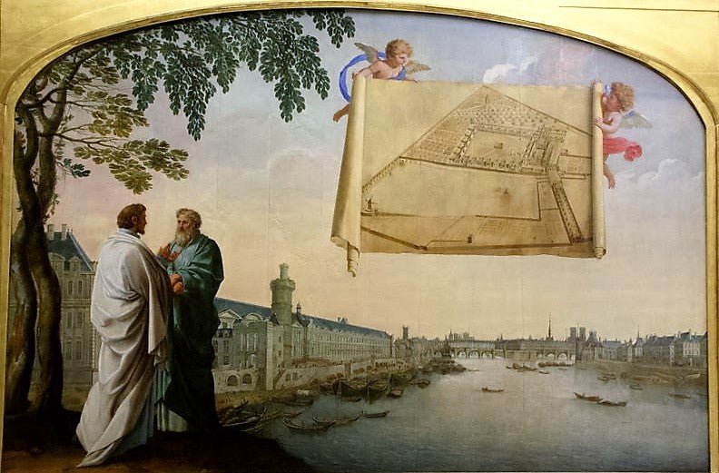 Plan over Chartreuse de Paris båret av to engler - Eustache Le Sueur