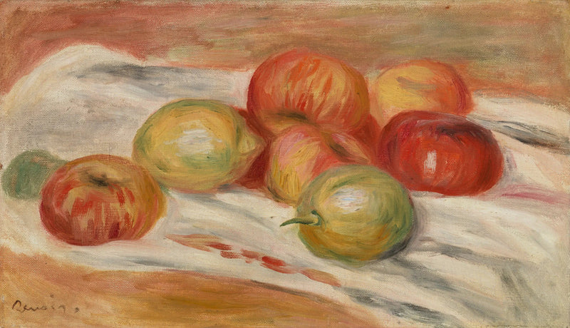 Epler og sitroner på et duk - Pierre-Auguste Renoir