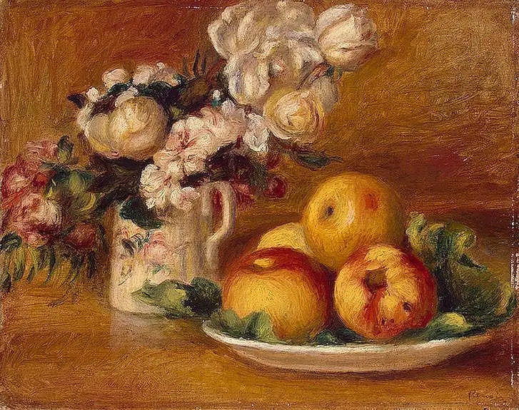 Epler og blomster - Pierre-Auguste Renoir