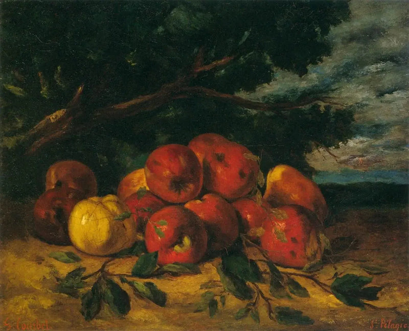 Røde epler ved foten av et tre - Gustave Courbet