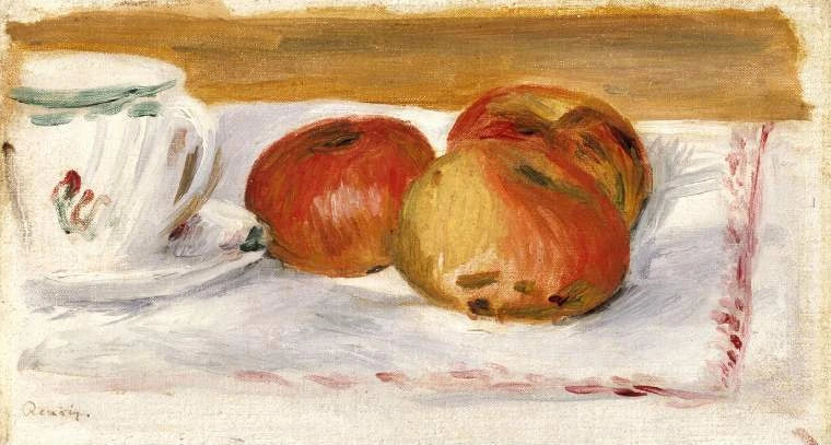 Epler og tekopp - Pierre-Auguste Renoir