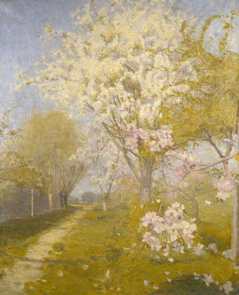 Blomstrende epletrær i Dennemont - Charles Conder