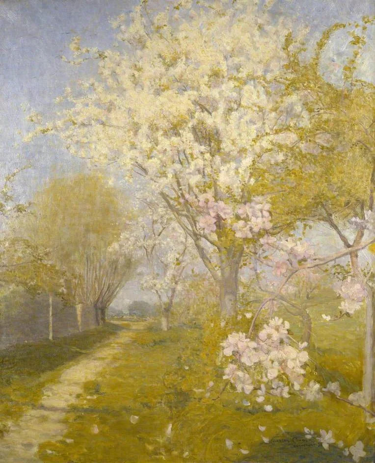 Blomstrende epletrær i Dennemont - Charles Conder