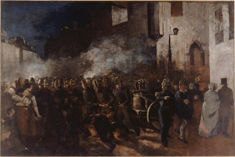 Brannmenn som slokker en brann - Gustave Courbet