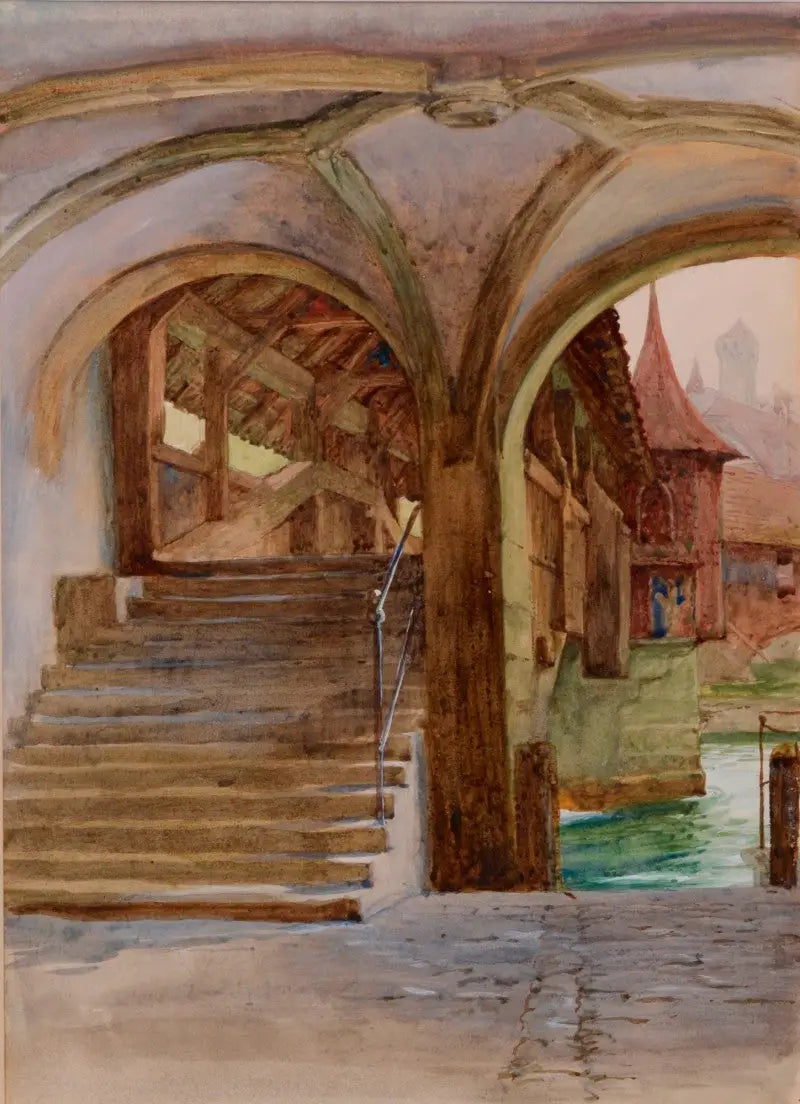 Pont de la Chapelle ved Quatre-Cantons-sjøen - Frank Bernard Dicksee