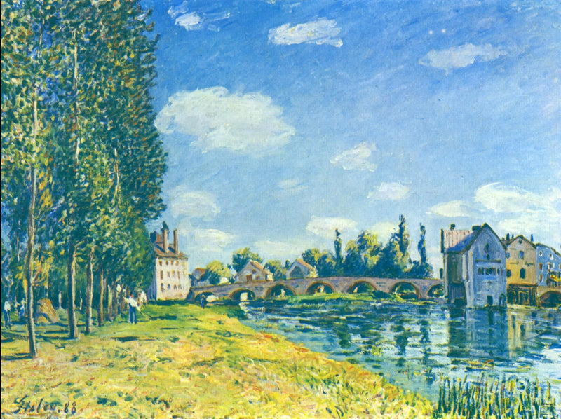 Bro og Mølle i Moret om sommeren - Alfred Sisley