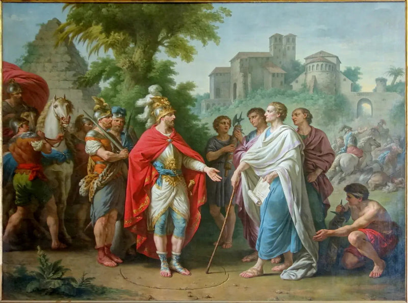 Popilius envoyé en ambassade auprès d'Antiochus Epiphane pour arrêter le cours de ses ravages en Egypte - Louis Jean François Lagrenée