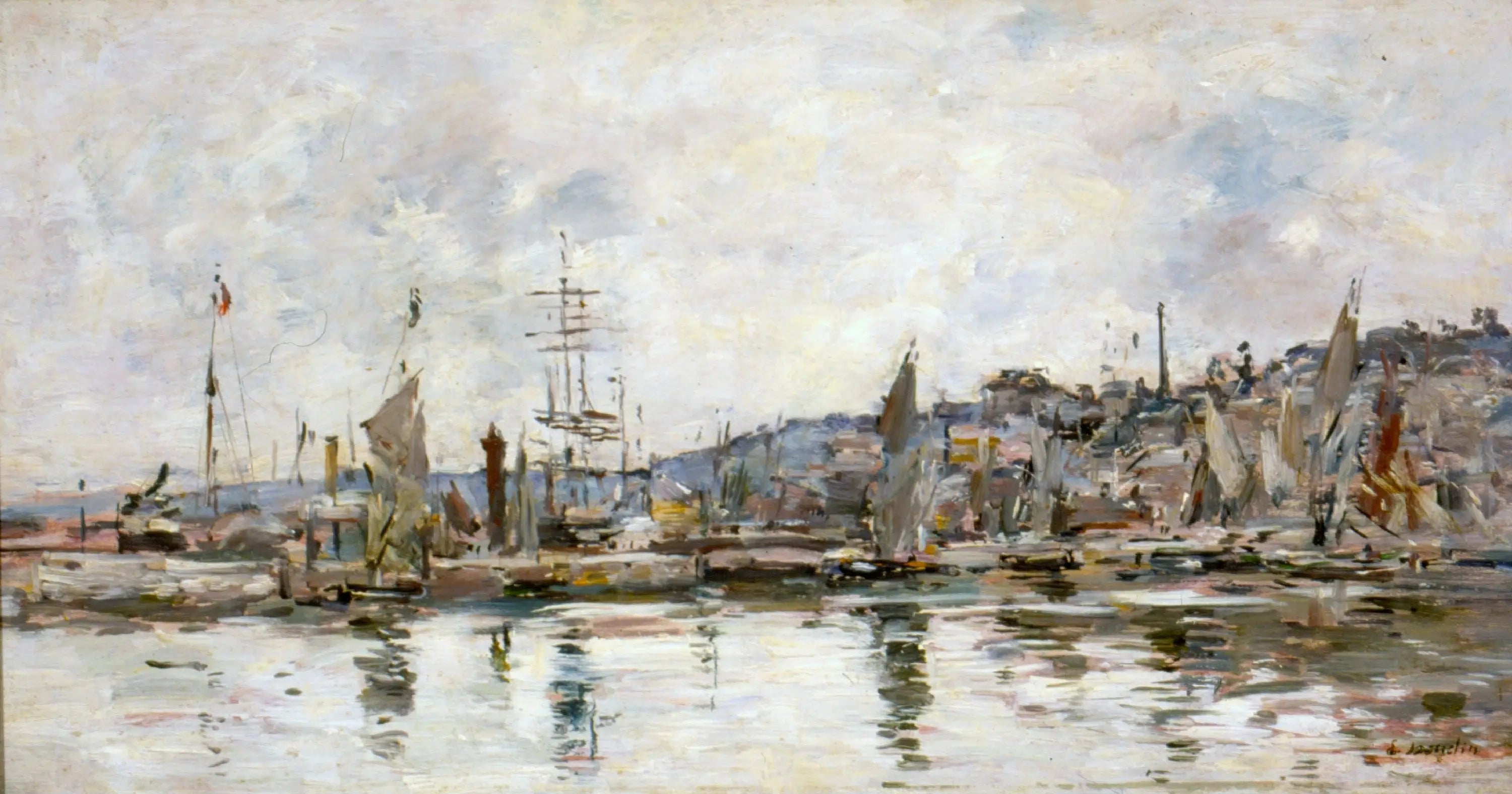 Port de Honfleur - Eugène Boudin image 1 copie de tableau peinte à la main