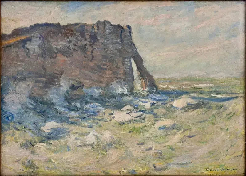 Cliff og Downstream Gate i dårlig vær W820 - Claude Monet