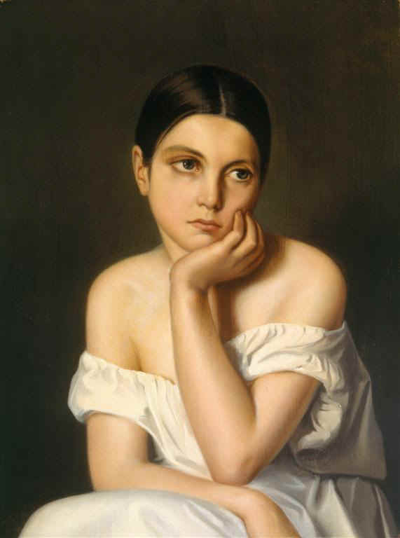 Portrett av Aline Chasseriau, søster av kunstneren - Théodore Chasseriau