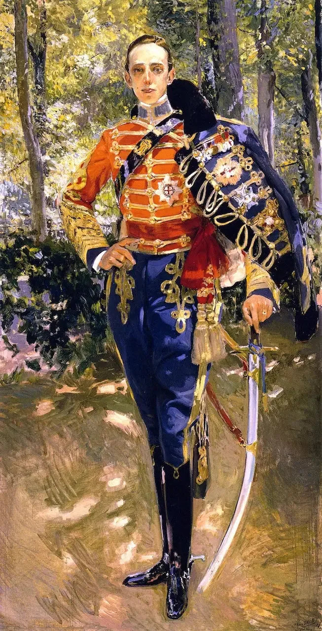 Portrett av Alphonse XIII i hussaruniform - Joaquín Sorolla