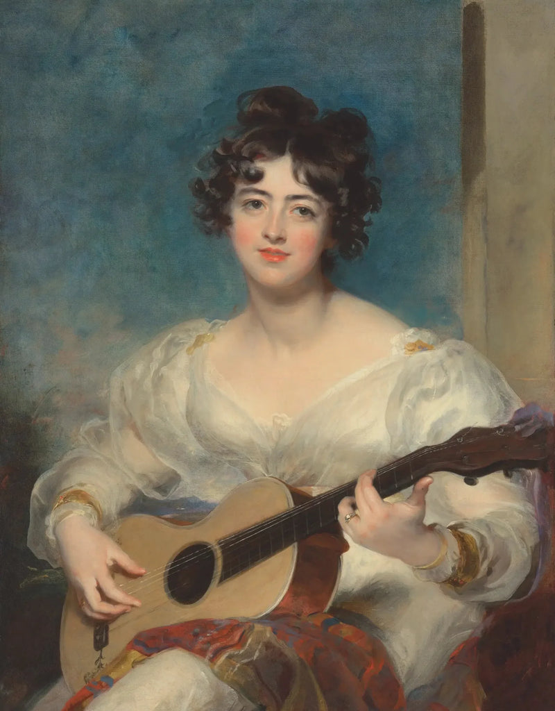 Portrett av Elizabeth Blake, Lady Wallscourt, som spiller gitar - Thomas Lawrence