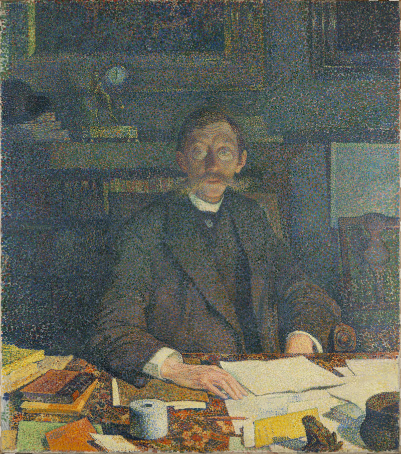 Portrett av Emile Verhaeren i sitt arbeidsrom, rue du Moulin i Saint-Josse-Ten-Noode - Théodore van Rysselberghe