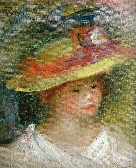 Barnportrett med hatt - Pierre-Auguste Renoir