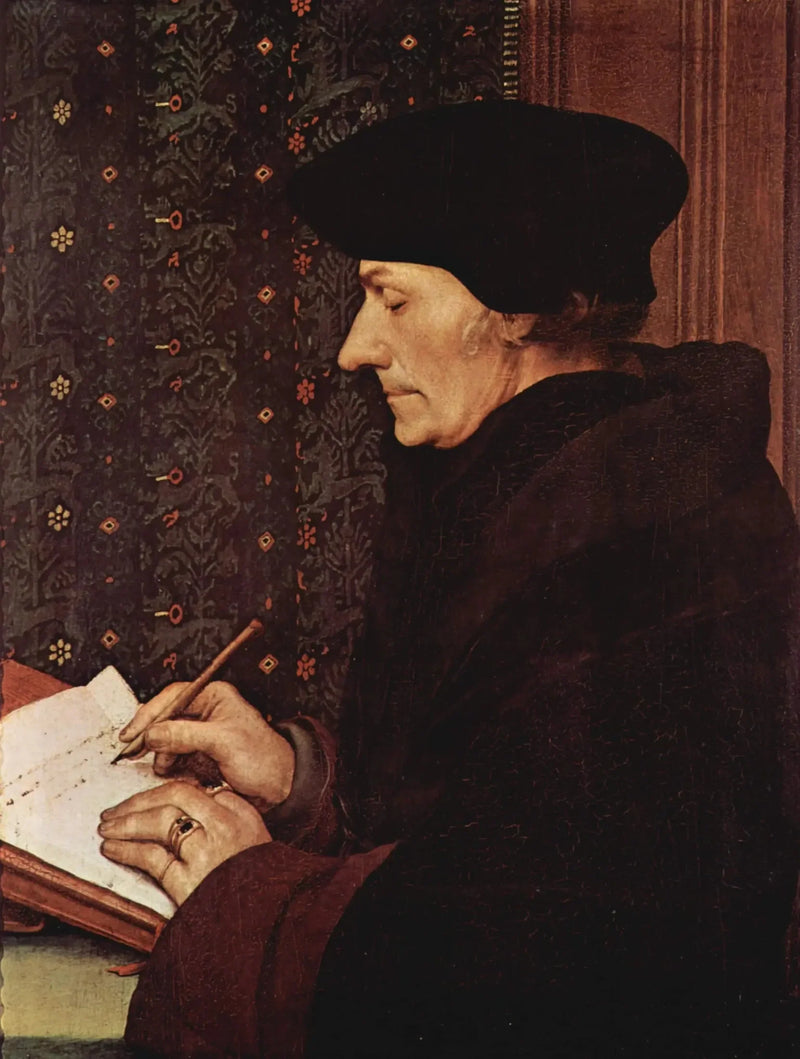 Portrett av Erasmus som skriver - Hans Holbein den yngre