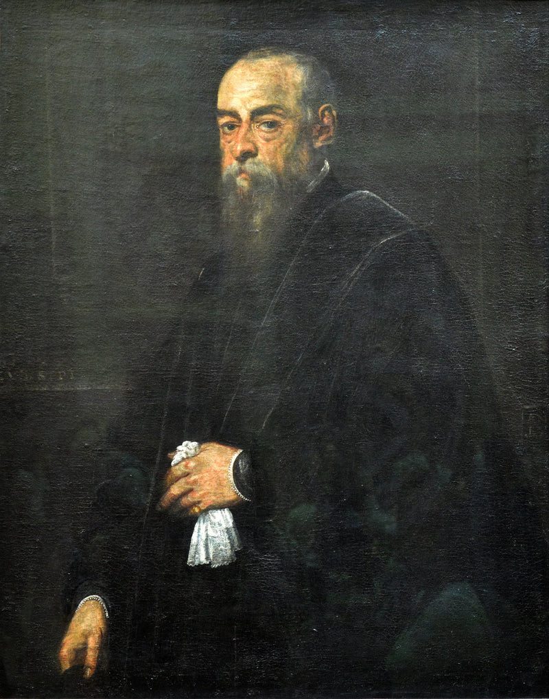 Portrett av en eldre mann som holder et lommetørkle - Jacopo Tintoretto