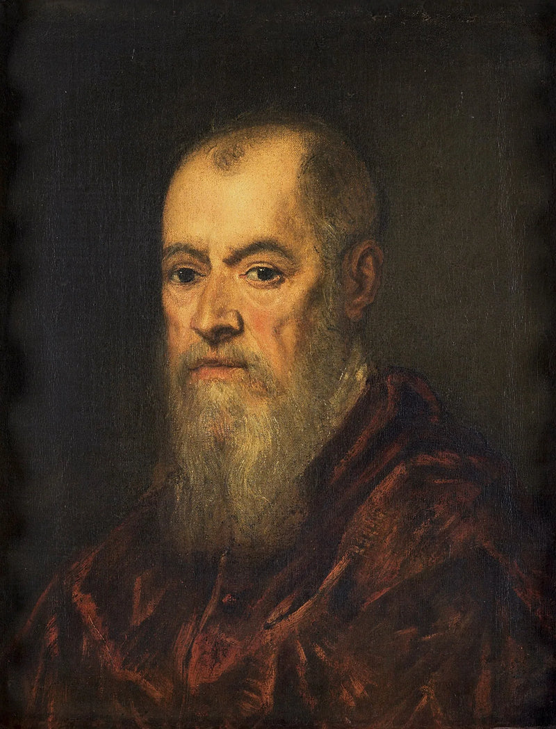 Portrett av en mann med en rød frakk - Jacopo Tintoretto