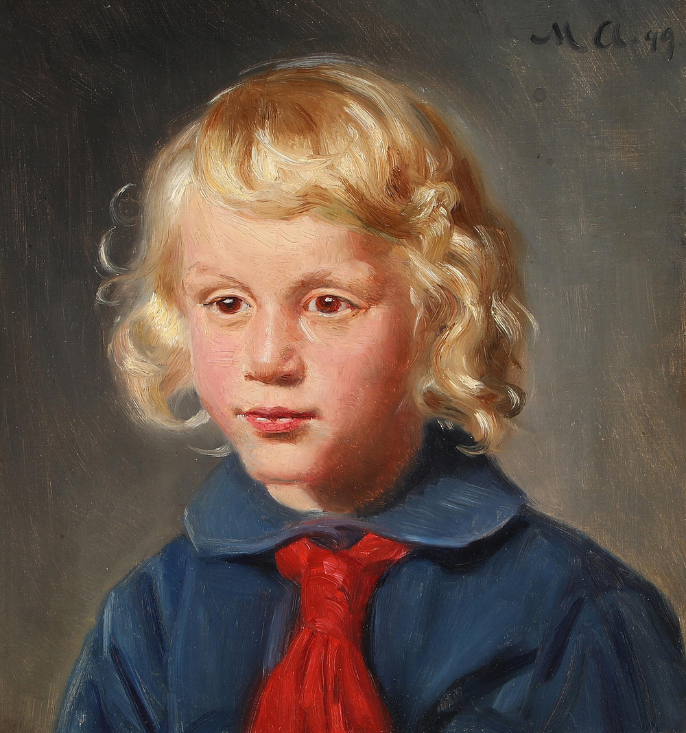 Portrait d'Ib Kierulff à l'âge de 6 ans. - Michael Peter Ancher image 1 reproduction de peinture à l’huile
