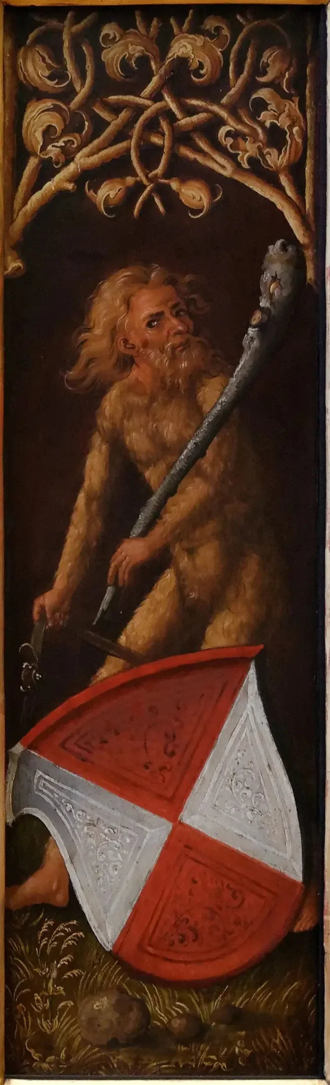 Portrett av Oswolt Krel: « Skogsmenn » med de heraldiske skjoldene til Agathe von Esendorf - Albrecht Dürer