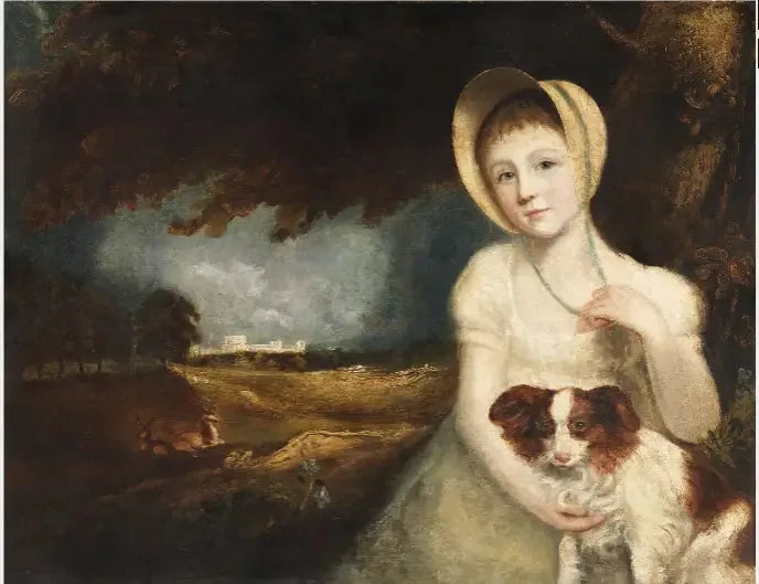 Portrett av et barn med en hund - John Constable