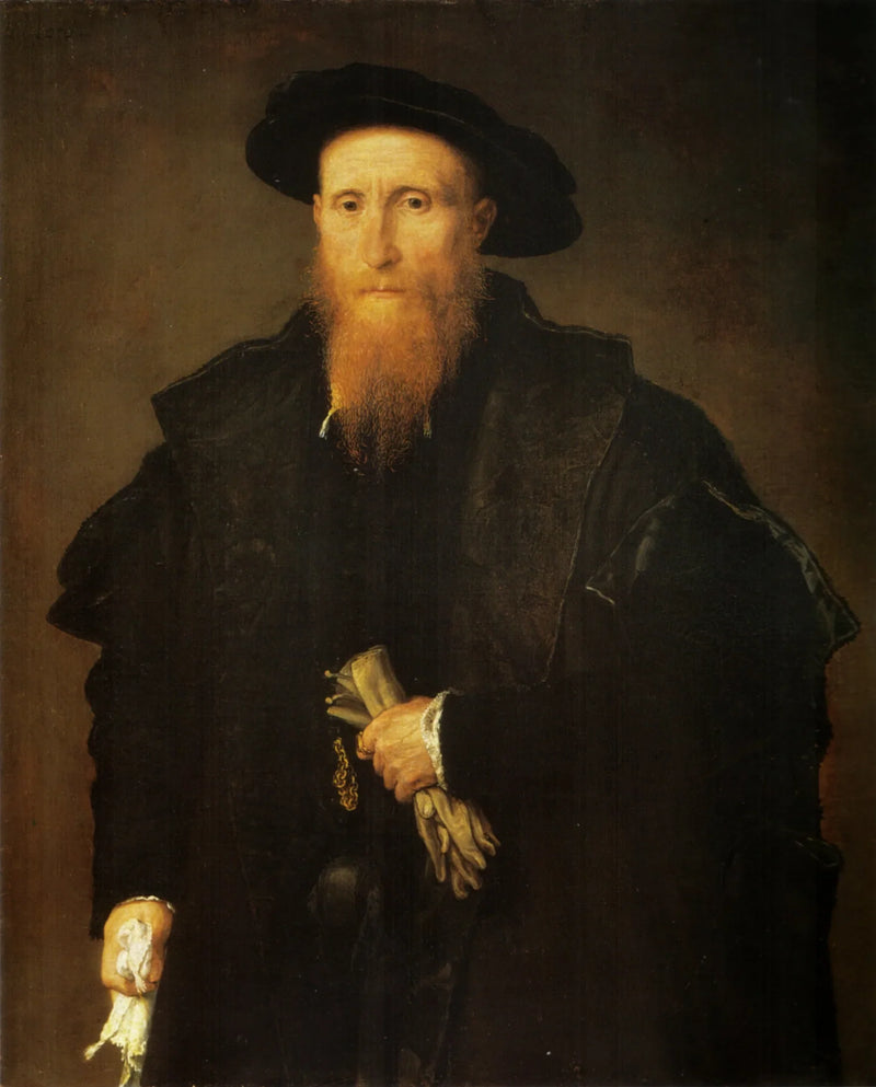 Portrett av en gentleman med hansker - Lorenzo Lotto