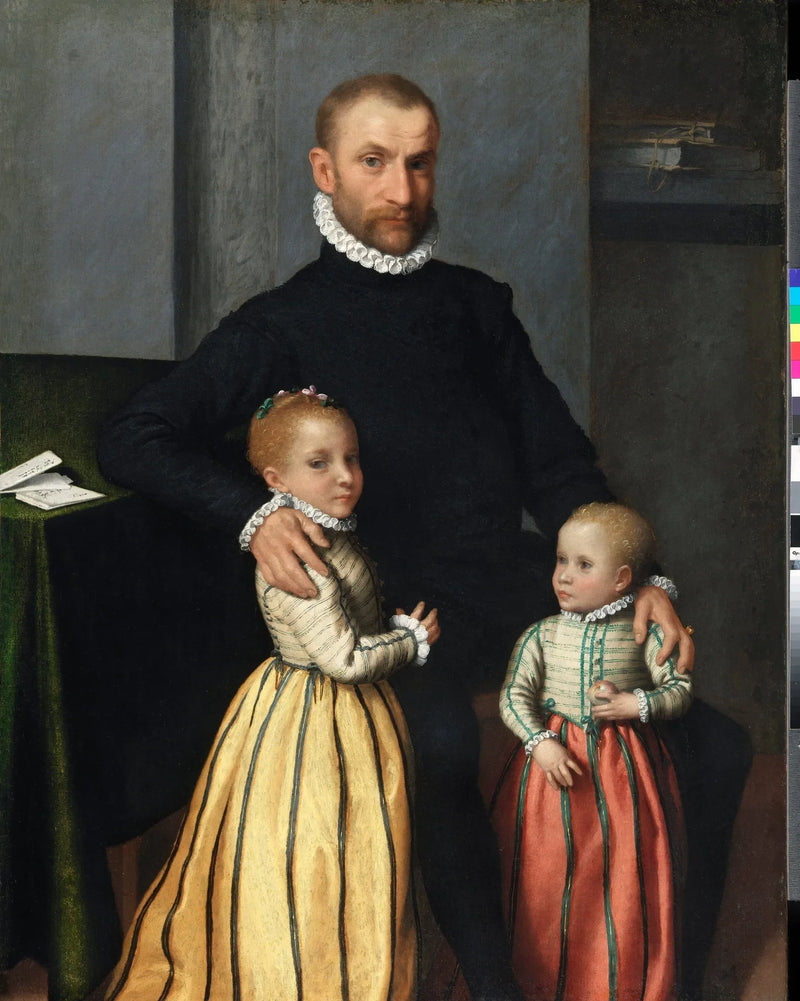 Portrett av en gentleman og hans to barn - Giovanni Battista Moroni