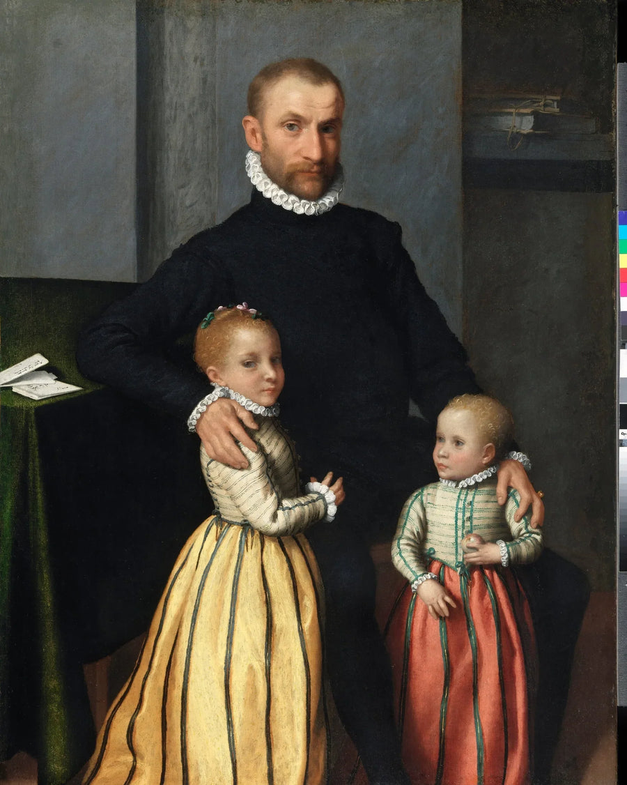 Portrett av en gentleman og hans to barn - Giovanni Battista Moroni