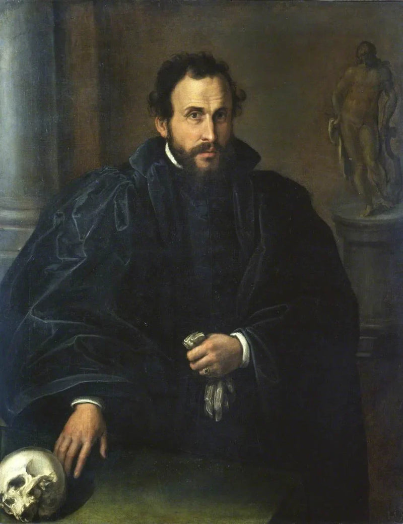 Portrett av en mann med en kranium - Lorenzo Lotto