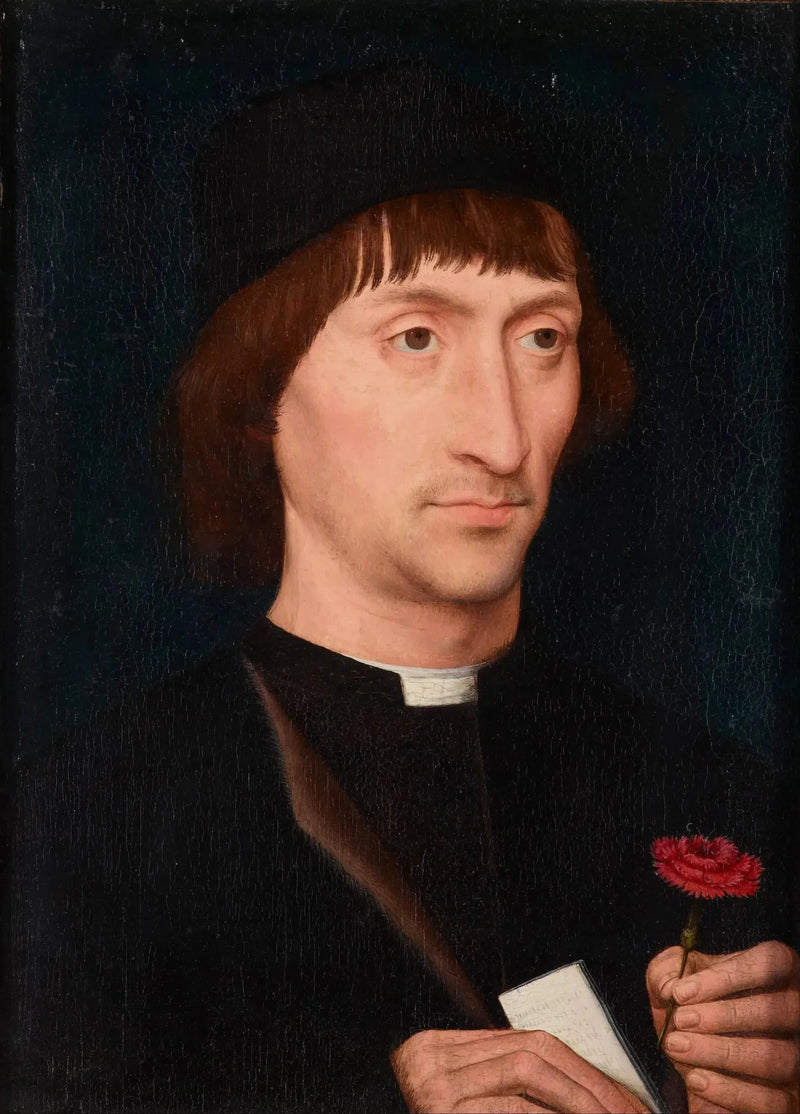 Portrett av en mann med en rose - Hans Memling