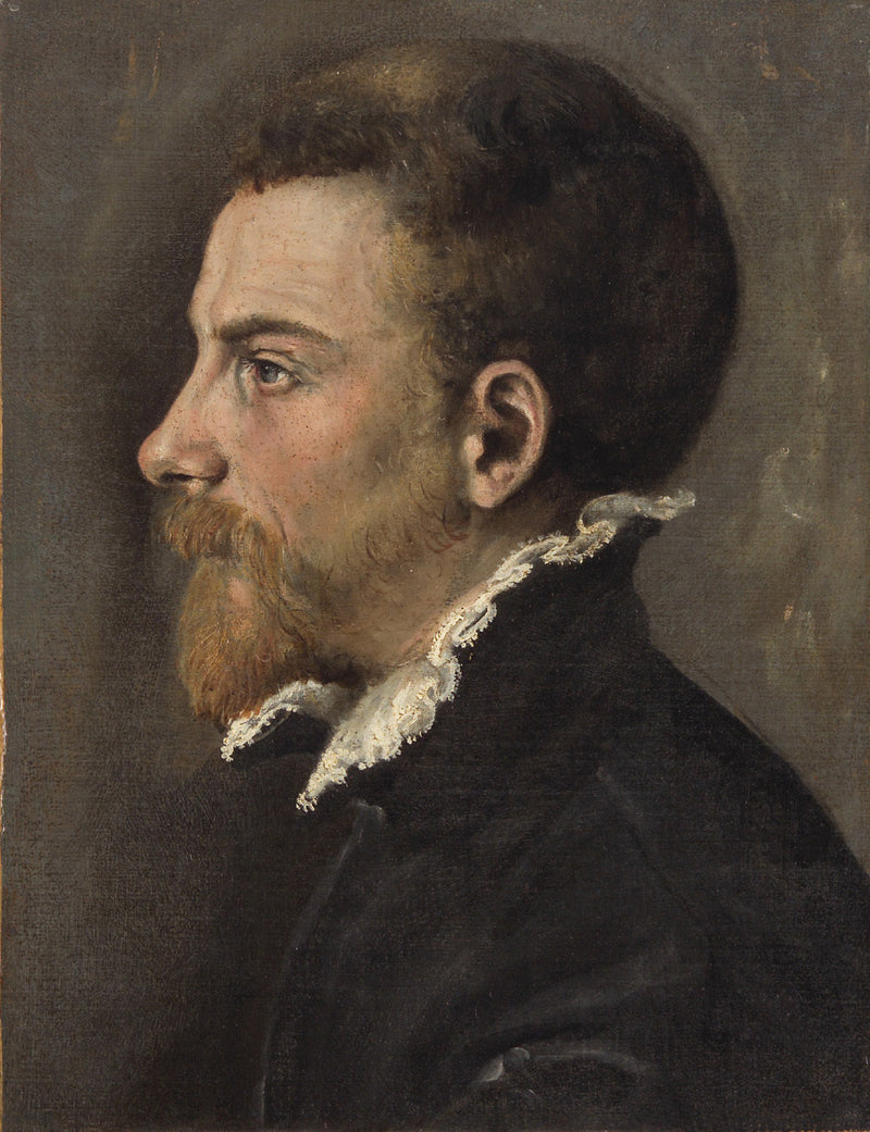 Profil av en skjegget mann - Annibale Carracci